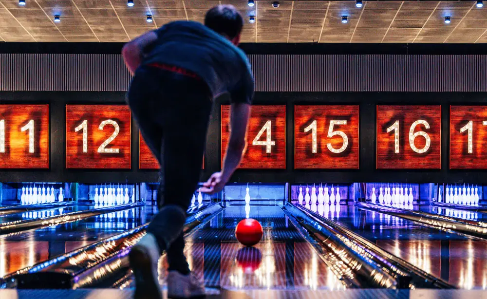 A bowler at the 22-lane bowling alley