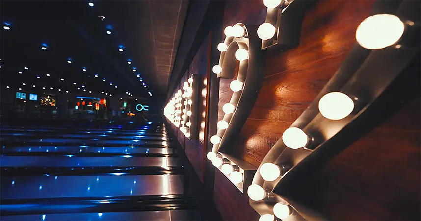 Long polished bowling lanes